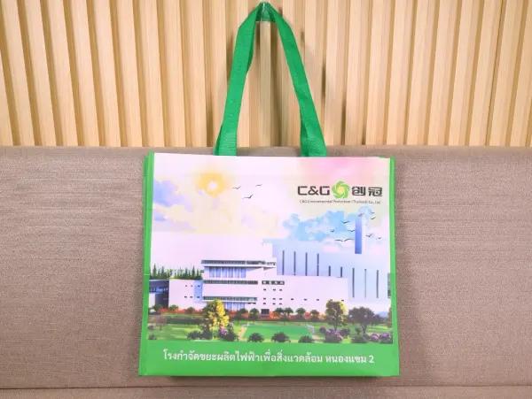 ถุงผ้าสปันบอนด์พิมพ์ออฟเซ็ต ขยายข้าง